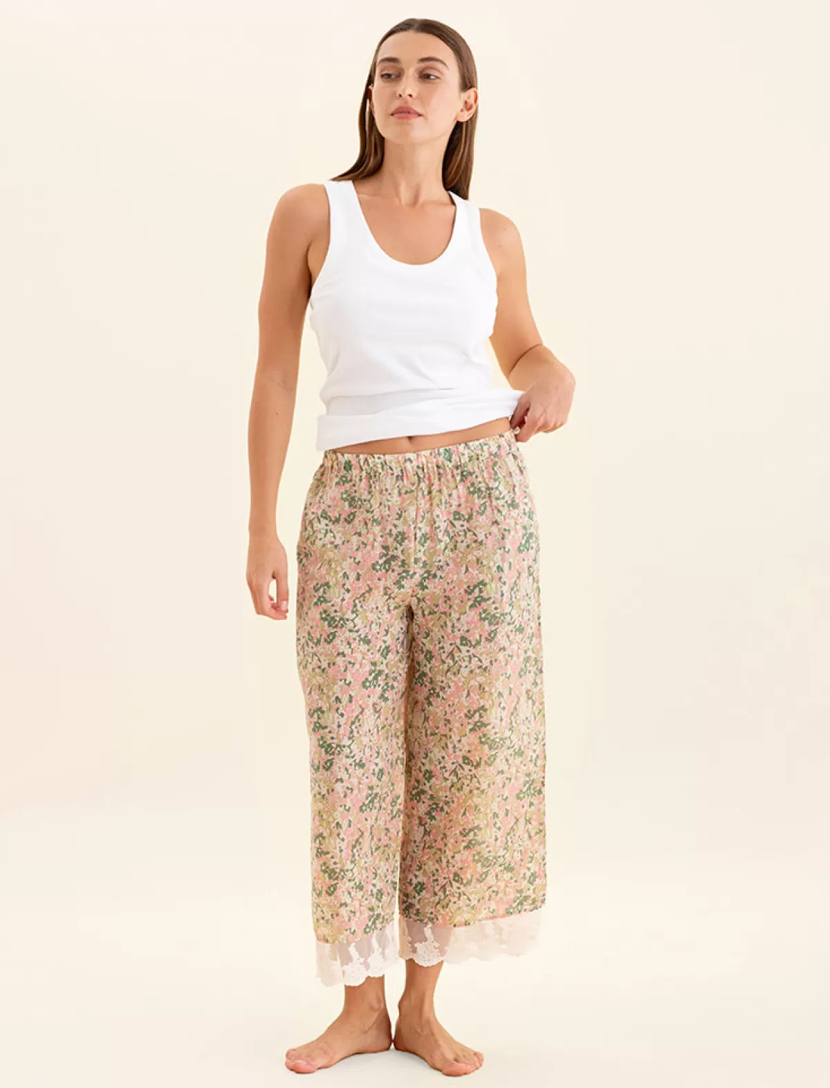 Papinelle Adeline Lace Trim Crop Pant