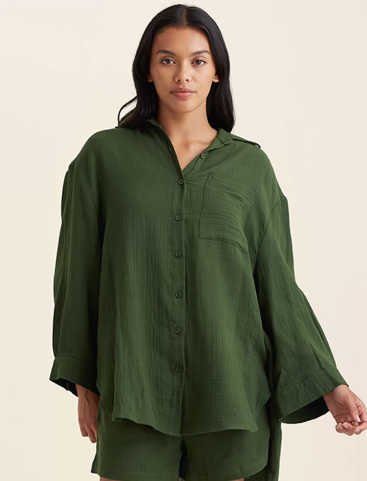 Papinelle Ashley Textured Cotton Oversized Shirt