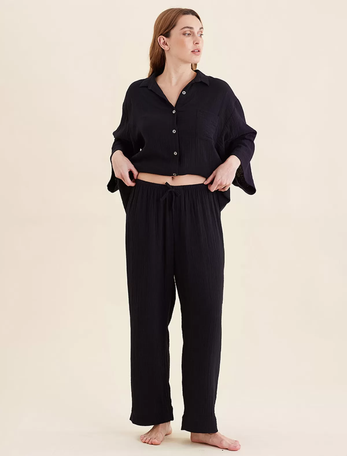 Papinelle Ashley Textured Cotton Wide Leg Pant