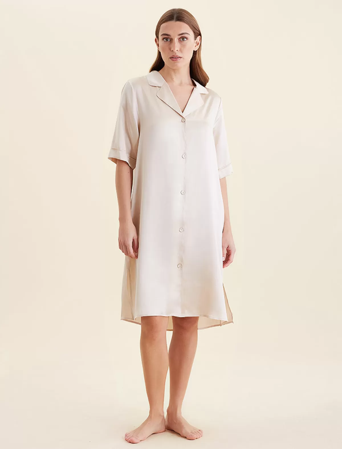 Papinelle Audrey Washable Silk Short Sleeve Nightshirt