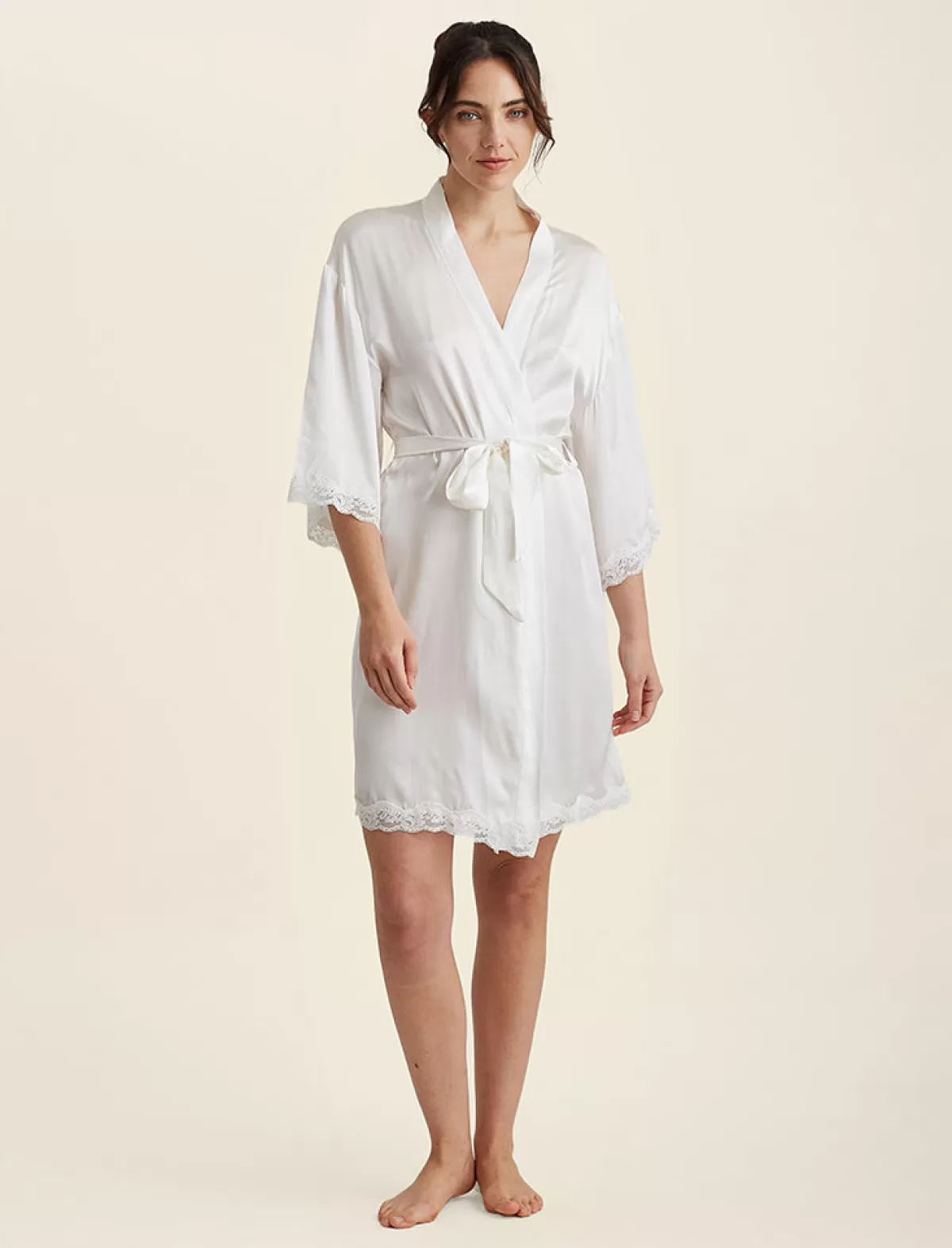 Papinelle Camille Silk Lace Short Robe