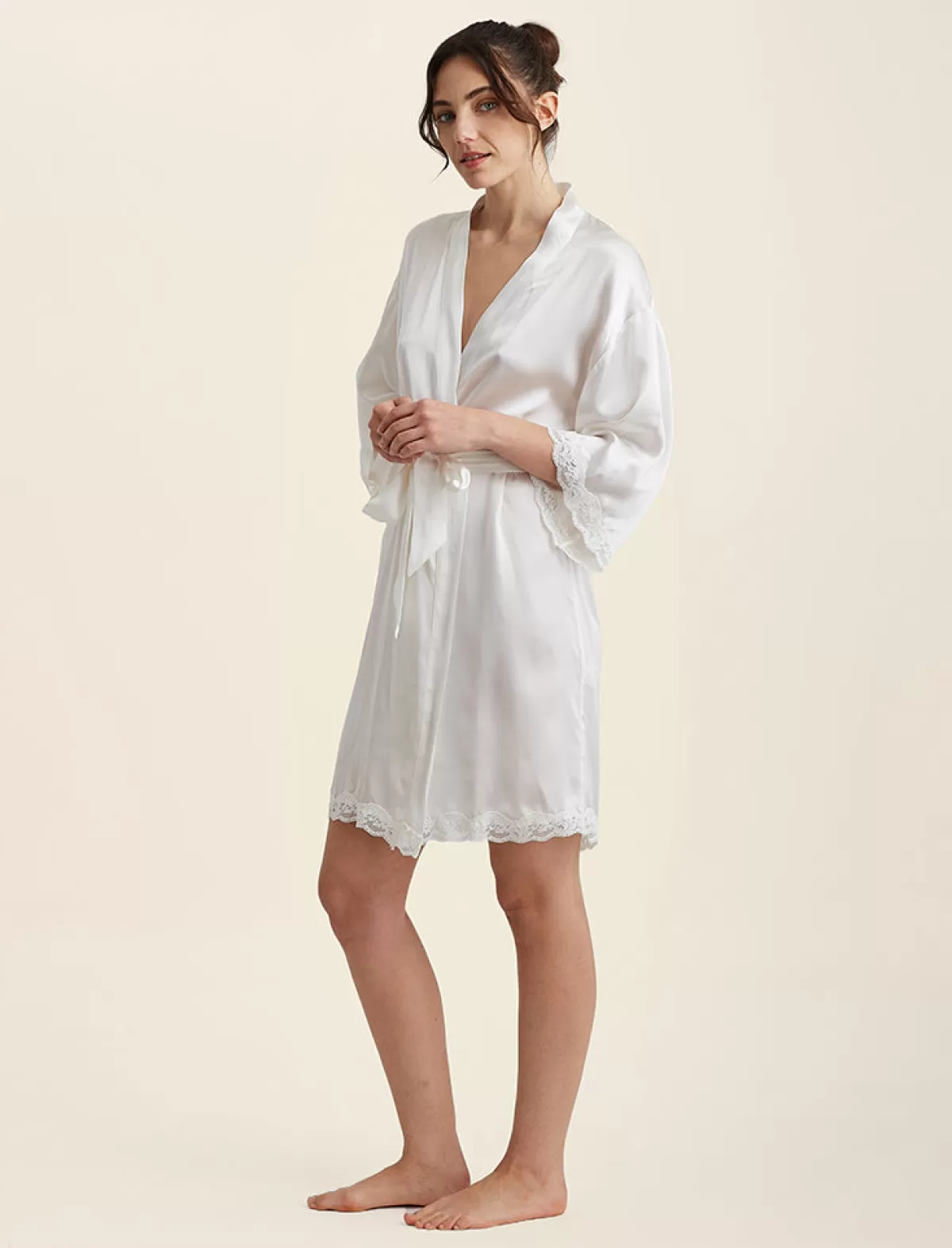 Papinelle Camille Silk Lace Short Robe