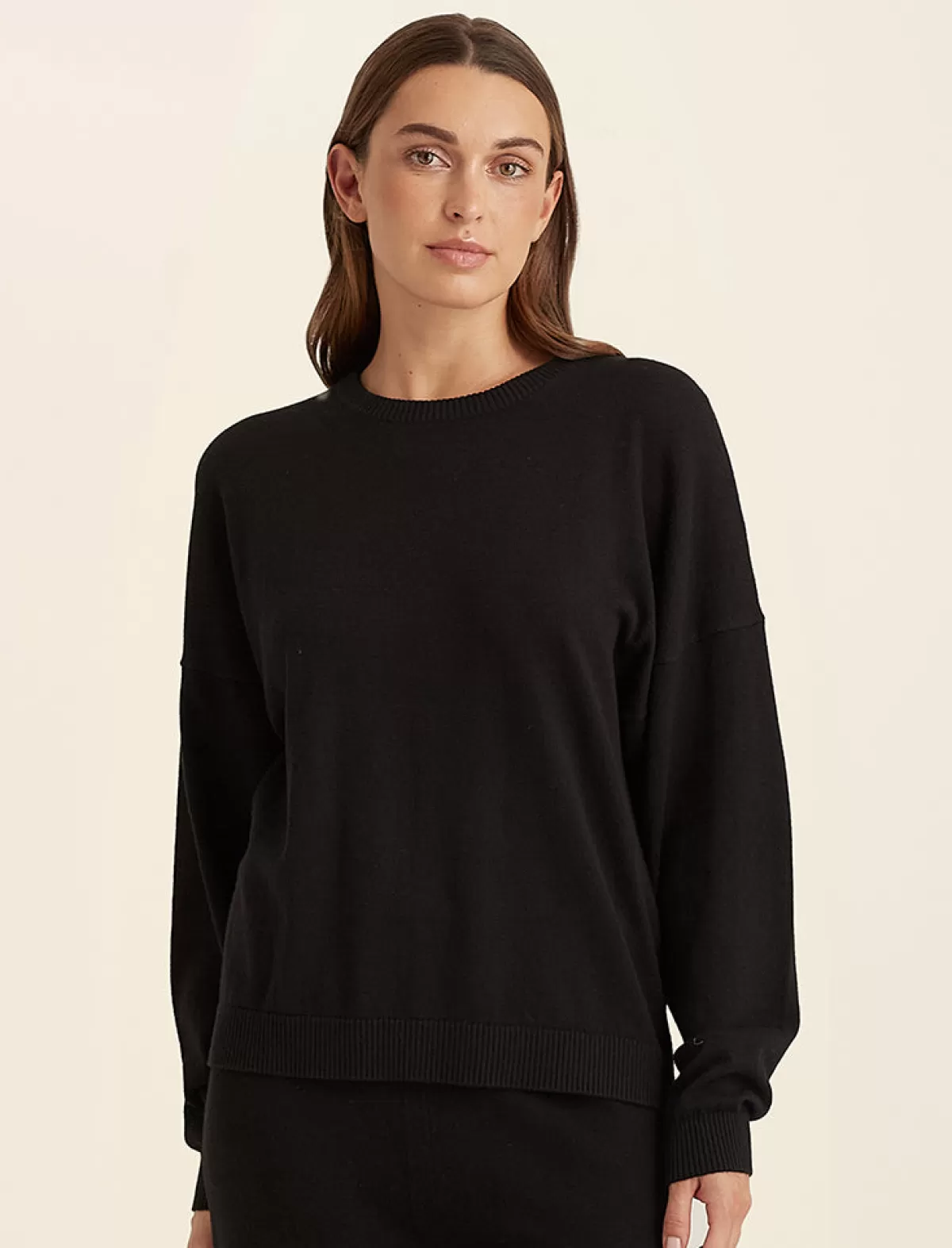 Papinelle Cotton Cashmere Crew Neck Long Sleeve Top