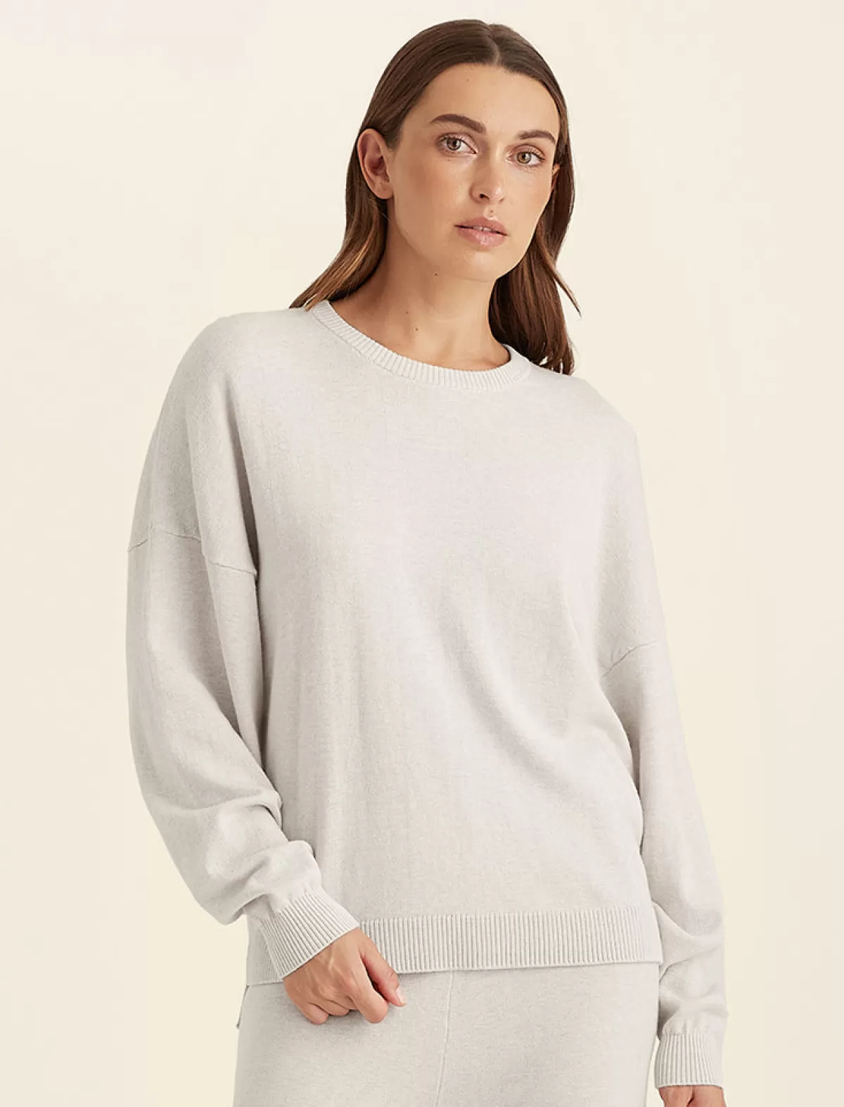 Papinelle Cotton Cashmere Crew Neck Long Sleeve Top