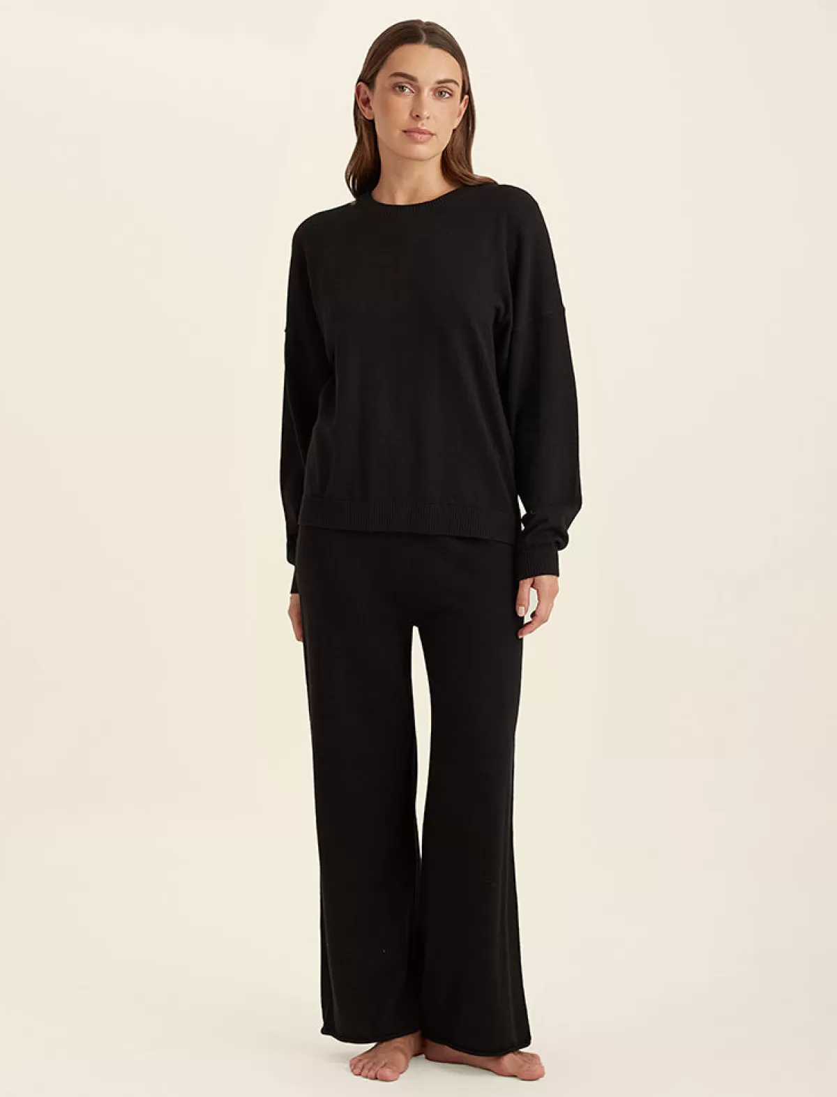 Papinelle Cotton Cashmere Crew Neck Long Sleeve Top