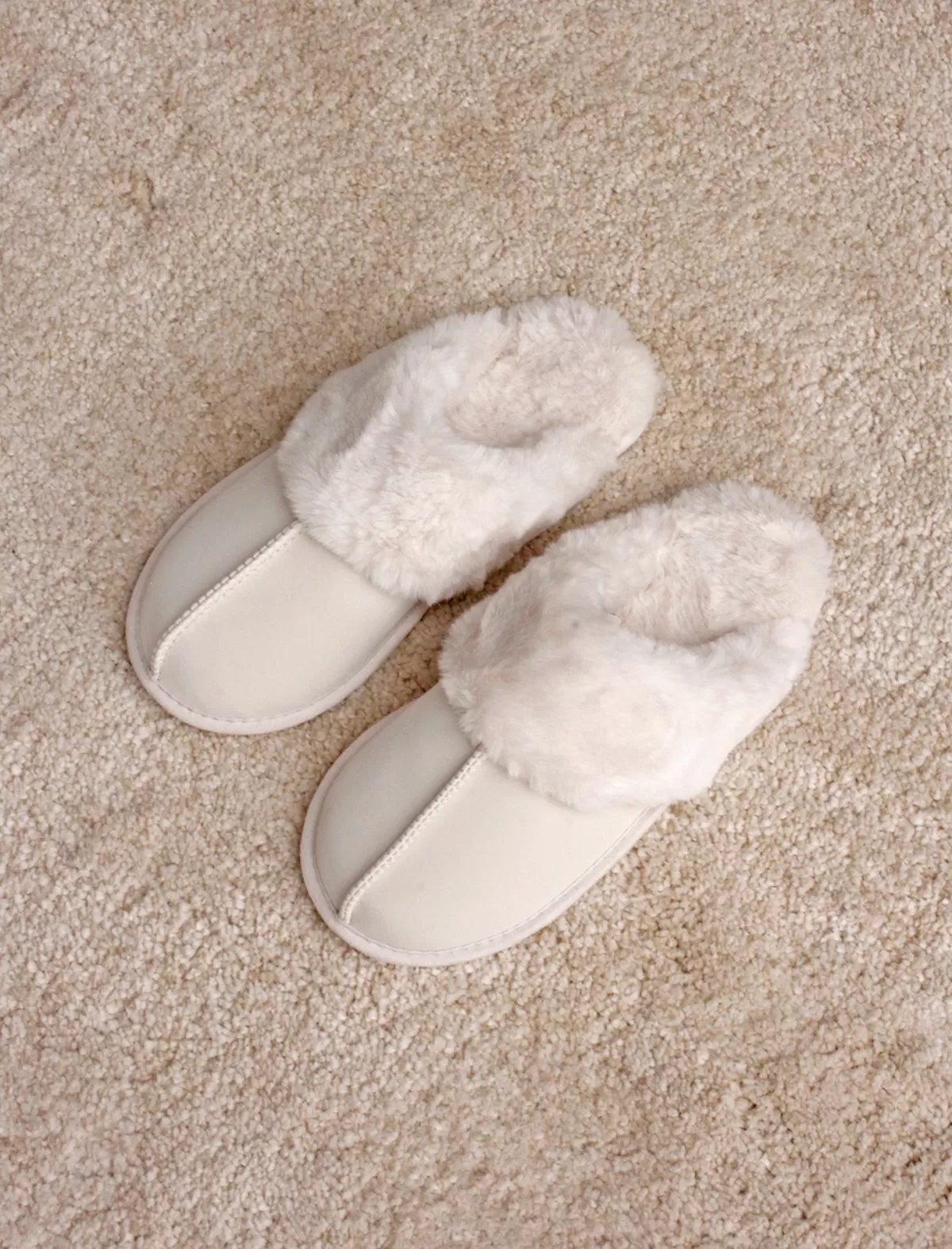 Papinelle Fur Trim Suedette Slides