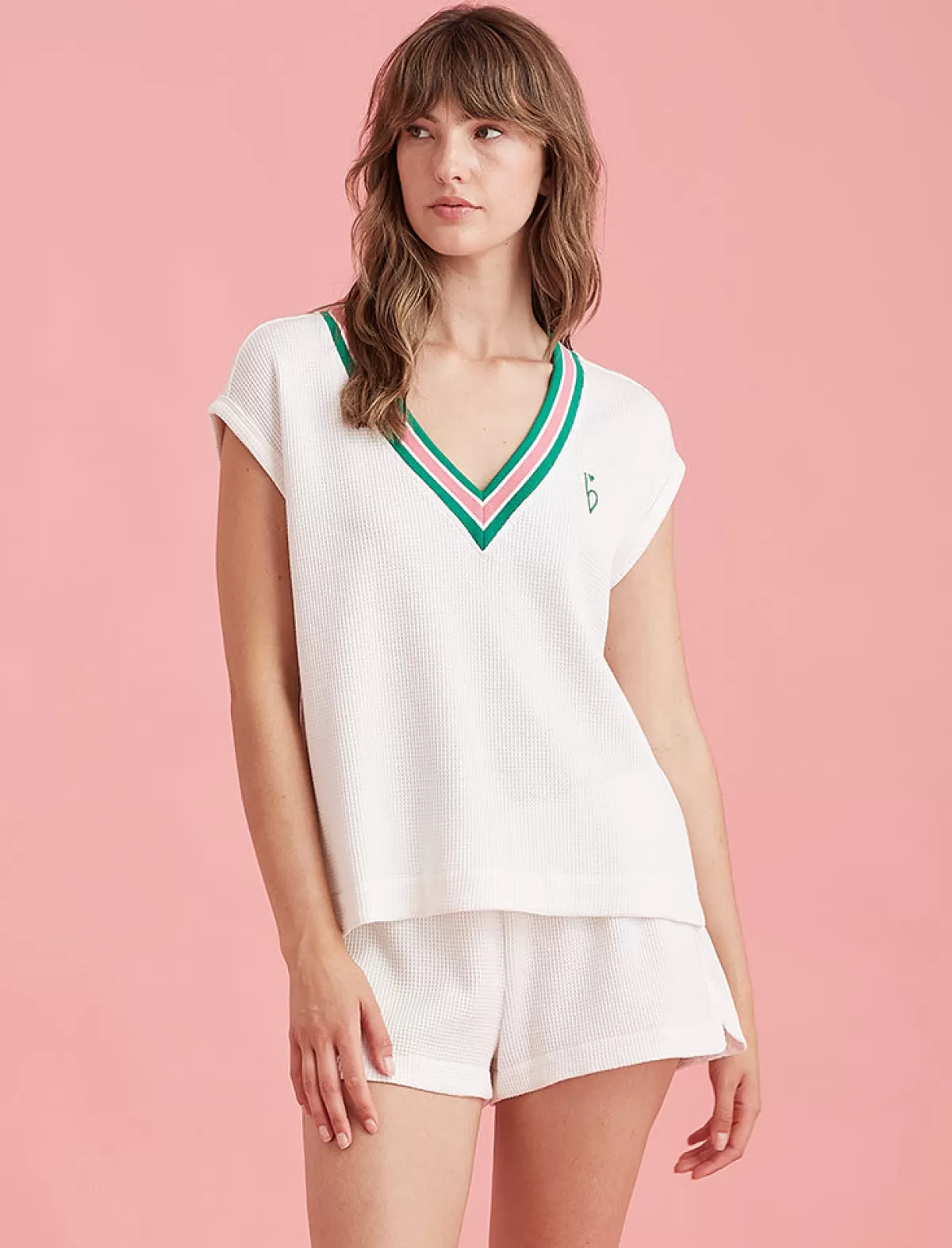 Papinelle Luxe Waffle Tennis Logo Tank