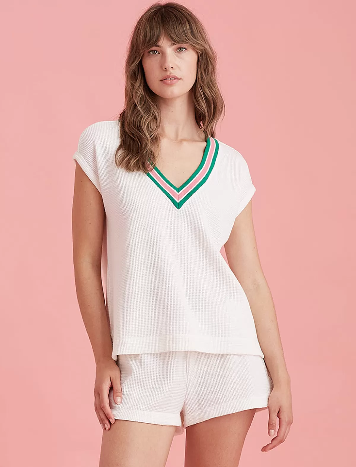 Papinelle Luxe Waffle Tennis Tank